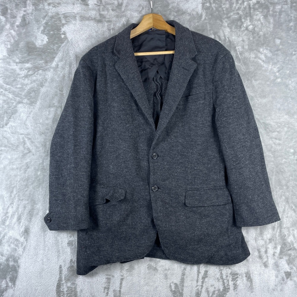 Polo Ralph Lauren Blazer Womens XL (fit L) Herringbone Wool Blend Jacket